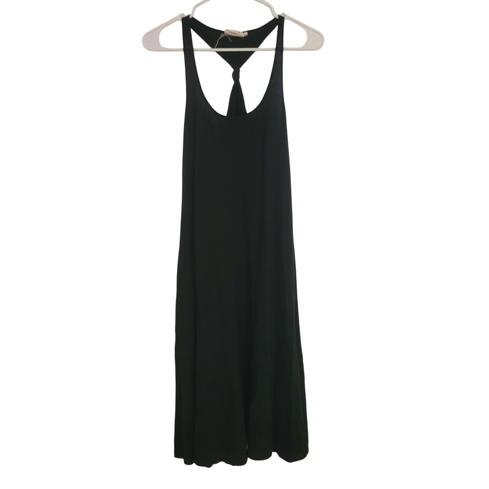 Pure DKNY Black 100%Cotton Racerback Knot Sleeveless Dress Small Casual Staple